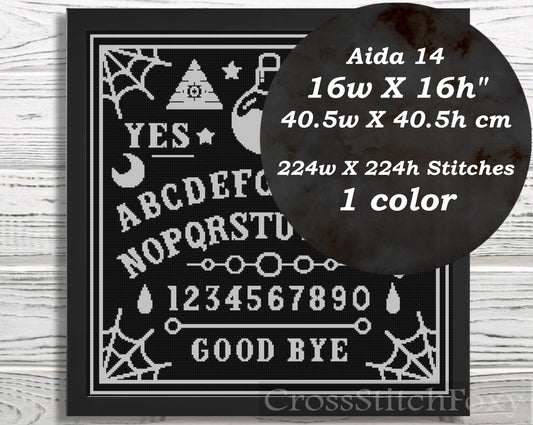 Ouija board cross stitch pattern