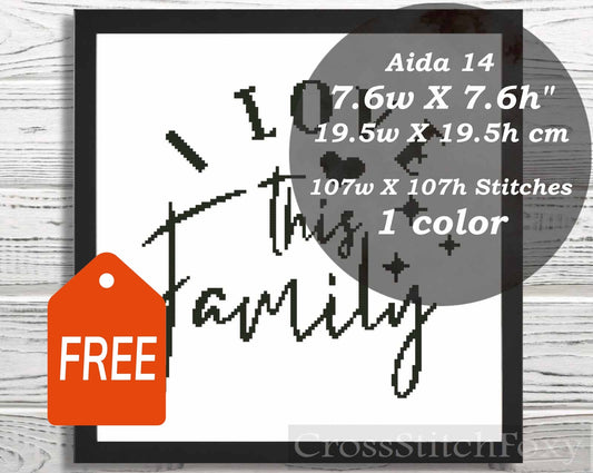 I Love This Family cross stitch pattern
