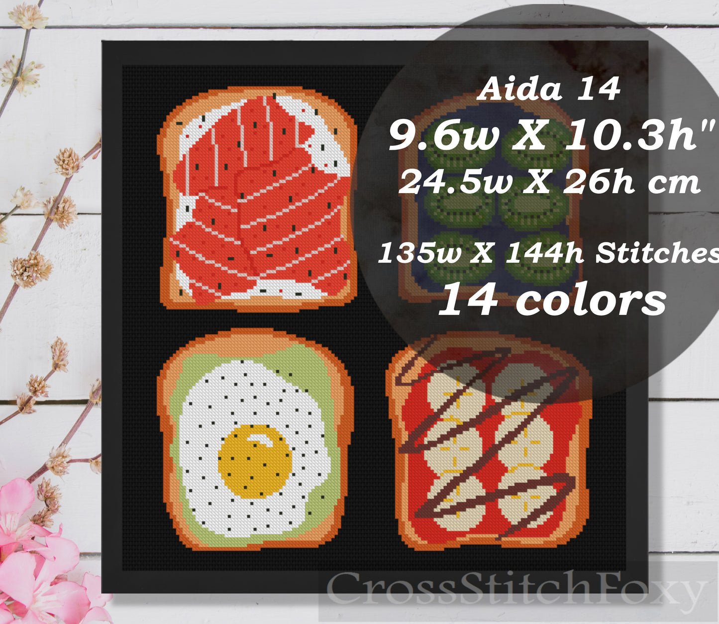 Breakfast Toast Cross Stitch Pattern
