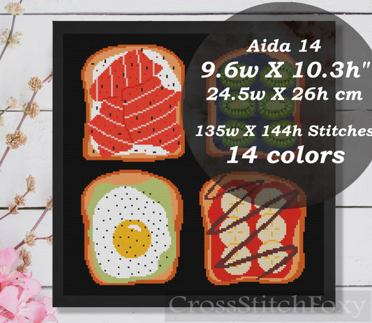 Breakfast Toast Cross Stitch Pattern
