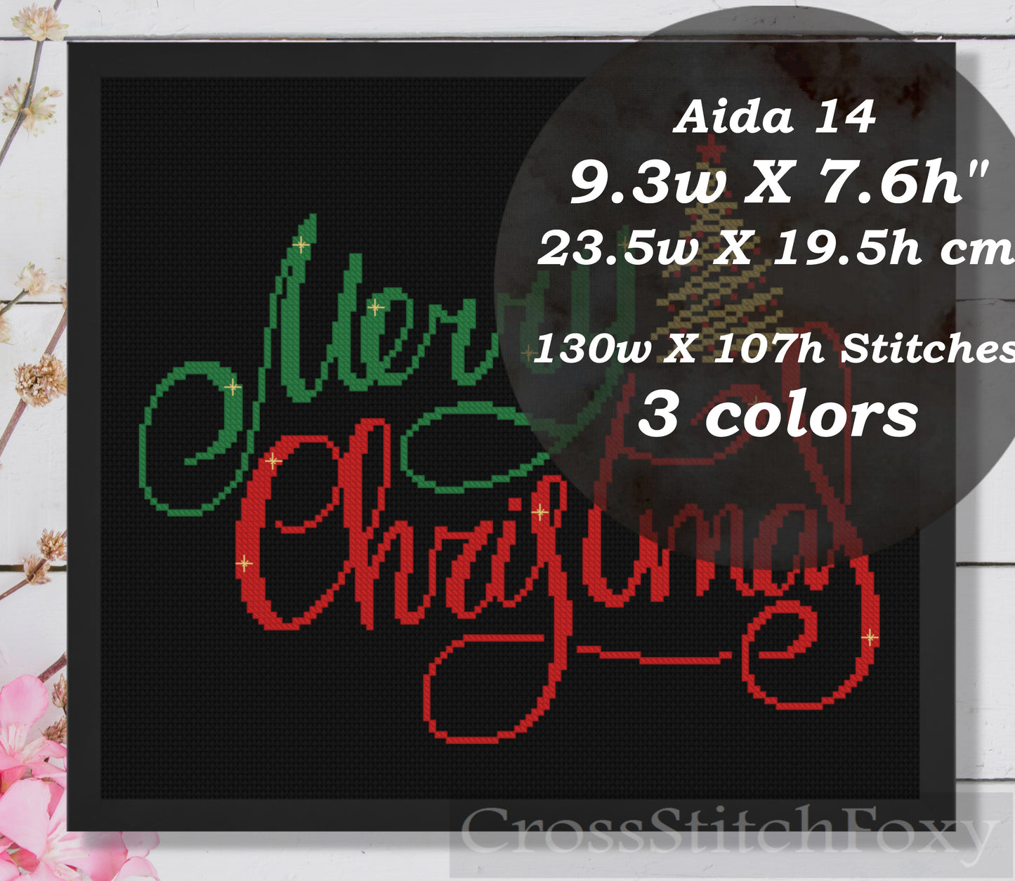 Merry Christmas Lettering cross stitch pattern