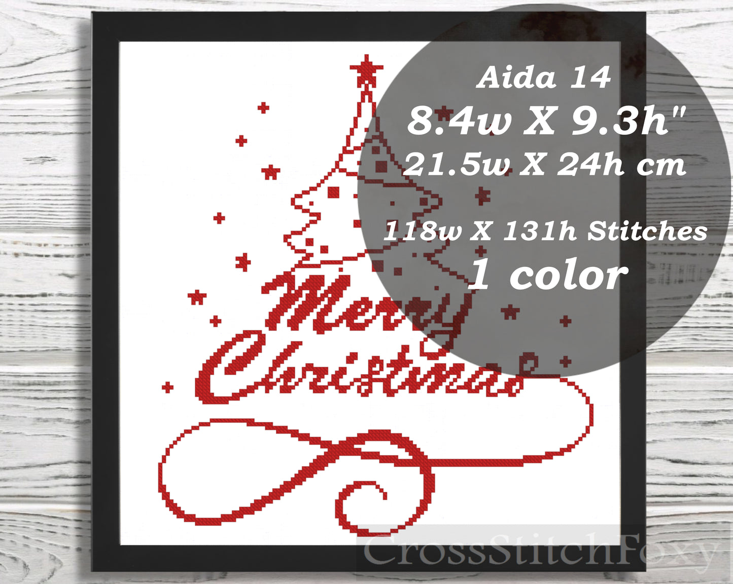 Merry Christmas Lettering cross stitch pattern