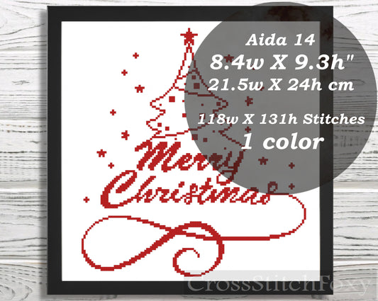 Merry Christmas Lettering cross stitch pattern