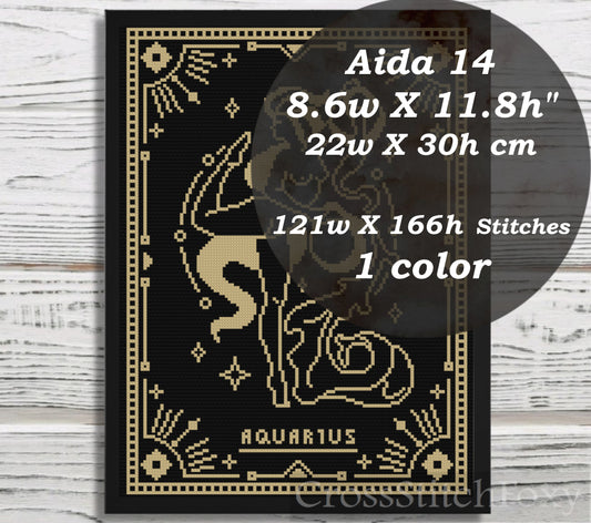 Female Zodiac Aquarius Sign cross stitch pattern