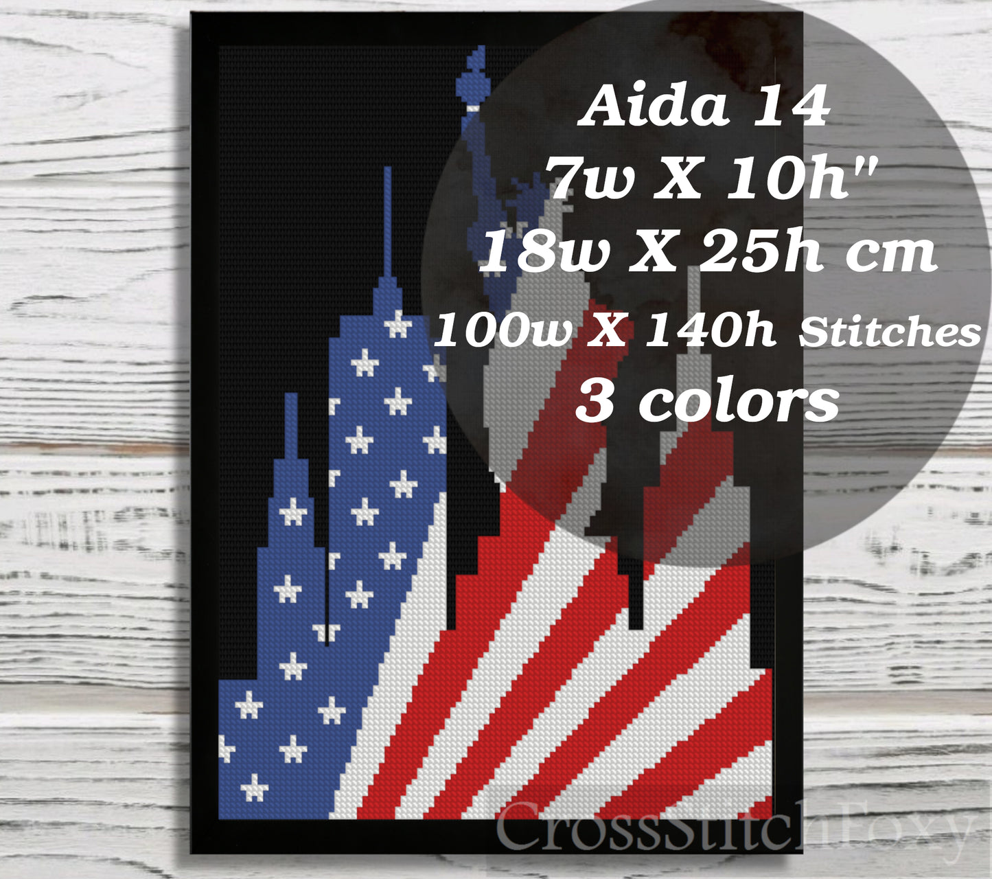 NYC Patriotic Flag cross stitch pattern