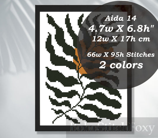 Abstract Art Leaves Sunset Matisse Style Cross Stitch Pattern