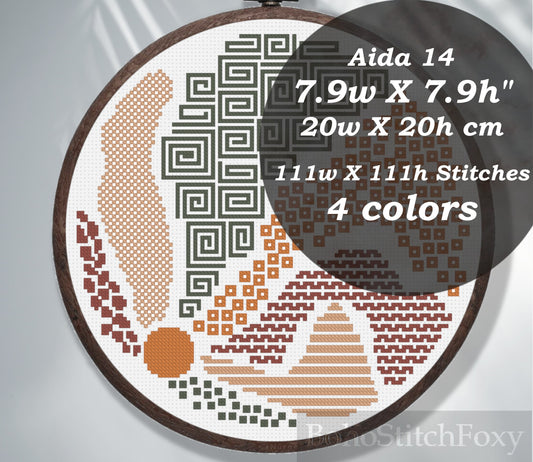 Abstract Geometric Bono Sun Cross Stitch Pattern