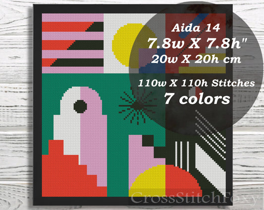 Abstract Geometric cross stitch pattern
