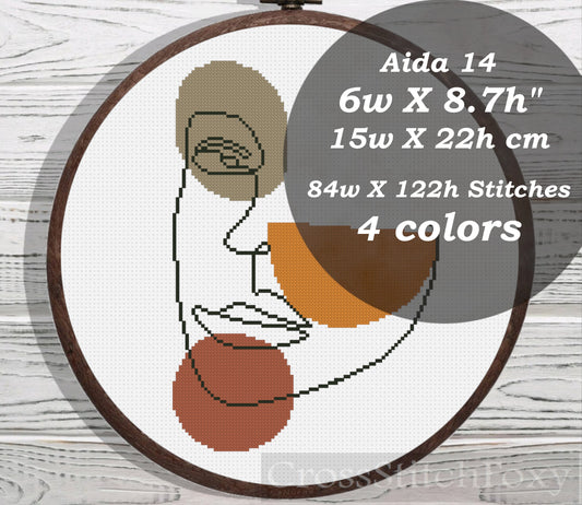 Abstract Girl Portrait cross stitch pattern