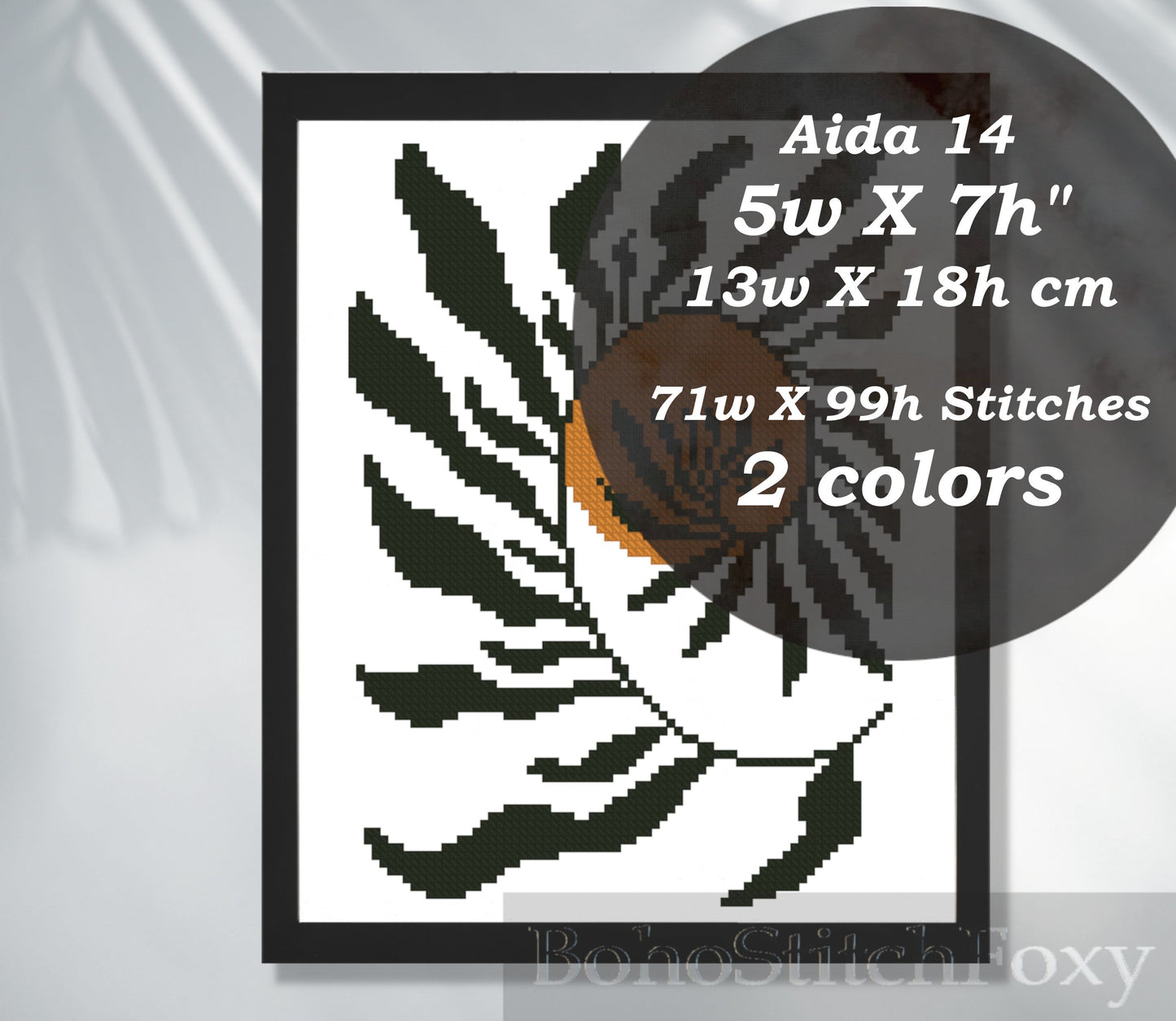Abstract Leaves Sun Matisse Style Cross Stitch Pattern