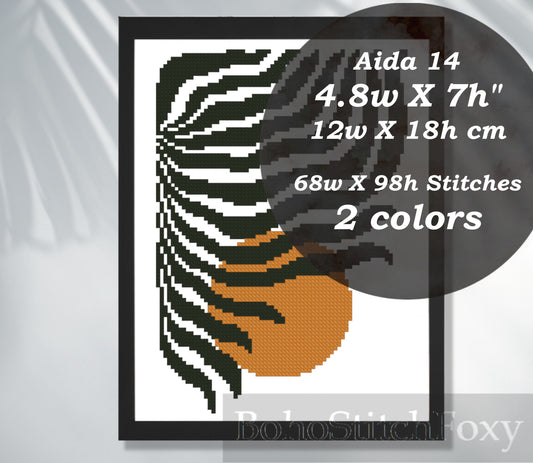Abstract Leaves Sunset Matisse Style Cross Stitch Pattern
