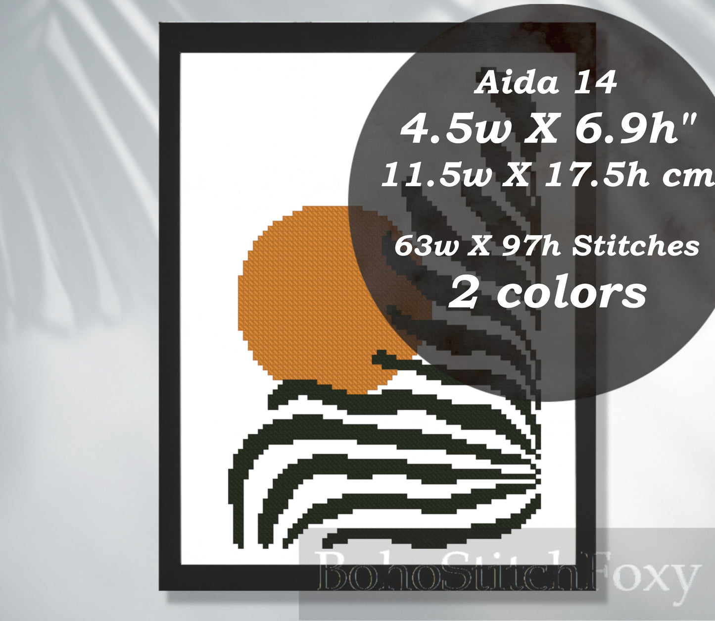 Abstract Matisse Art Style Leaves Sun Cross Stitch Pattern