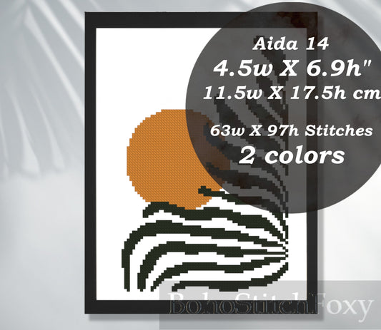 Abstract Matisse Art Style Leaves Sun Cross Stitch Pattern