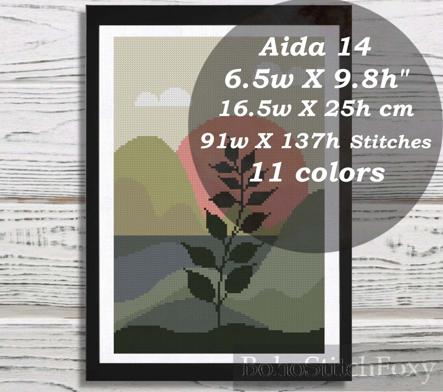 Abstract boho landscape cross stitch pattern
