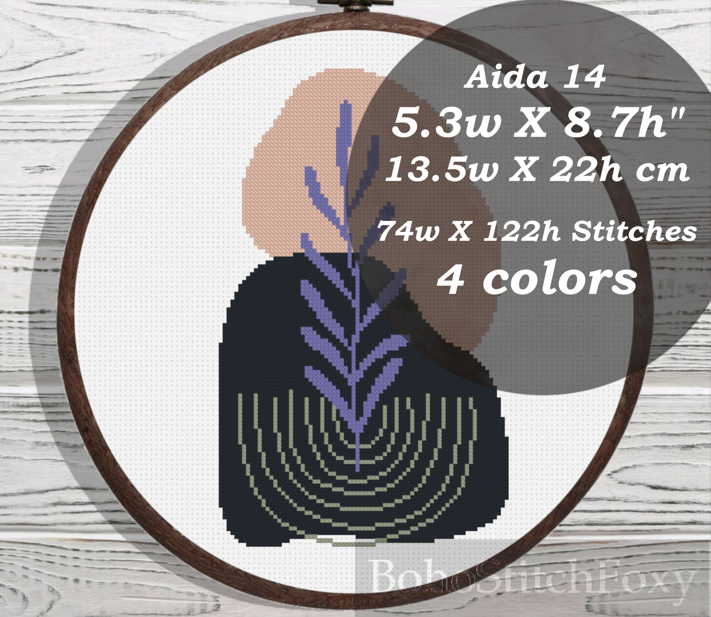 Abstract boho leaves cross stitch pattern