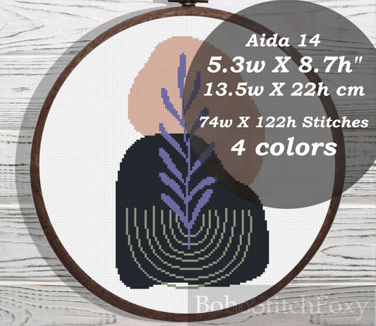 Abstract boho leaves cross stitch pattern