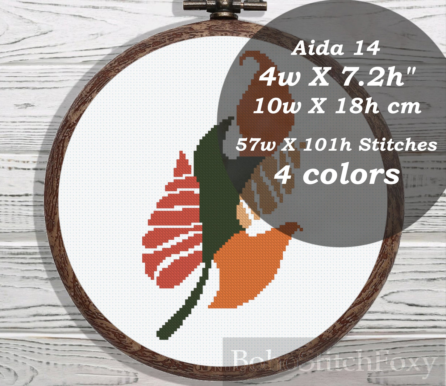 Abstract geometric monstera leaf cross stitch pattern