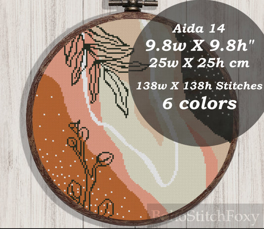 Abstract mid century modern boho cross stitch pattern
