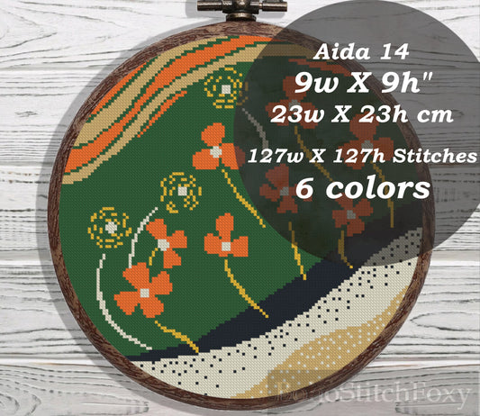 Abstract mid century modern boho cross stitch pattern