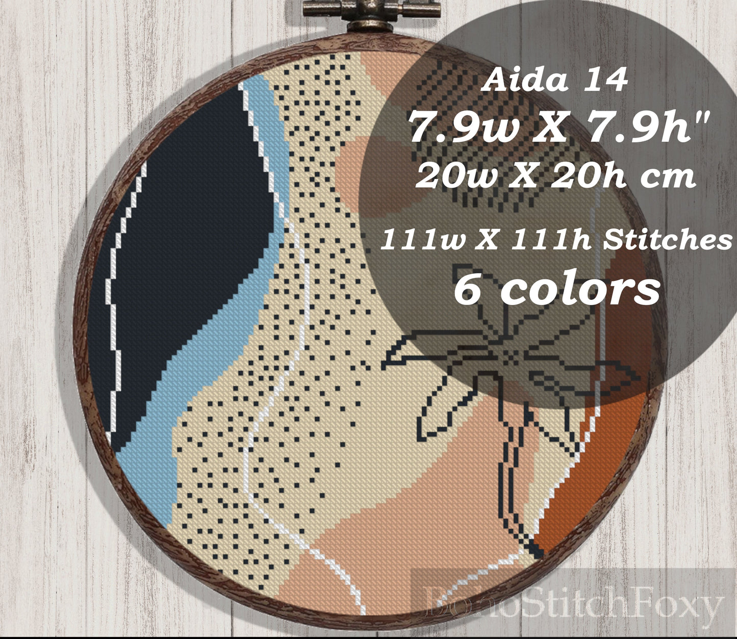 Abstract mid century modern boho floral cross stitch pattern