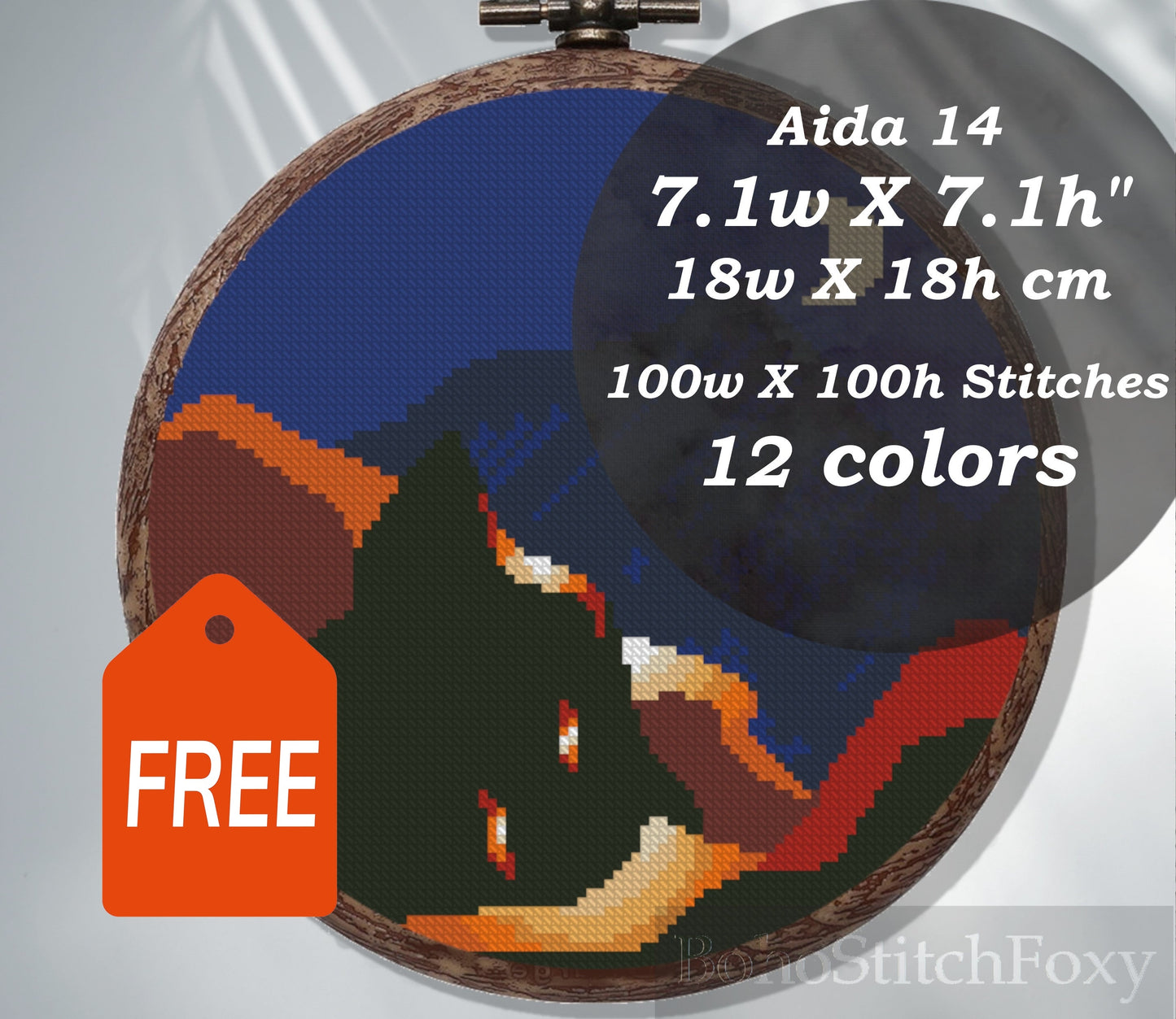 Abstract night landscape cross stitch pattern