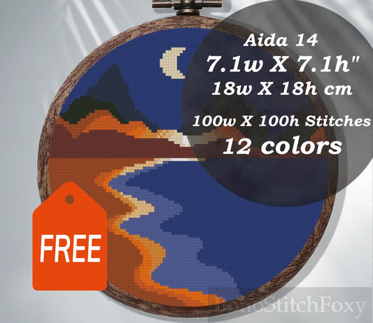 Abstract night landscape cross stitch pattern