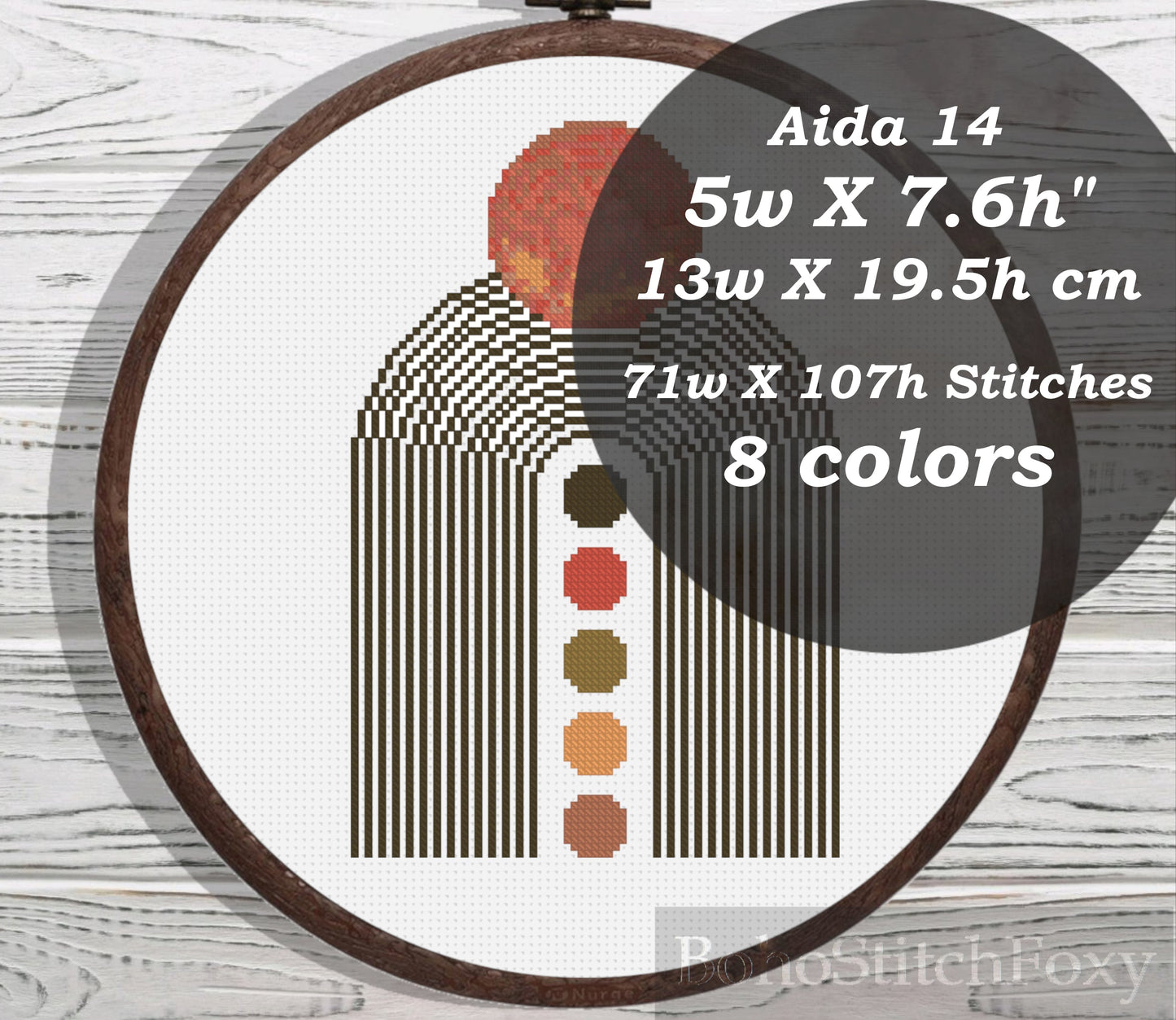 Abstract sun mid century modern cross stitch pattern