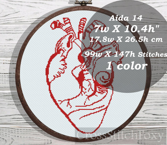 Anatomical Heart cross stitch pattern