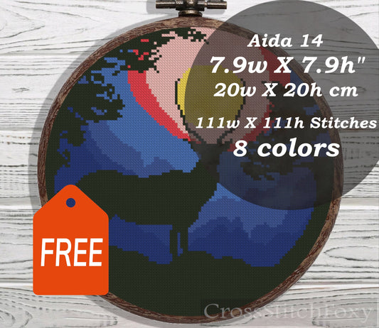 Antelope in the night forest cross stitch pattern FREE