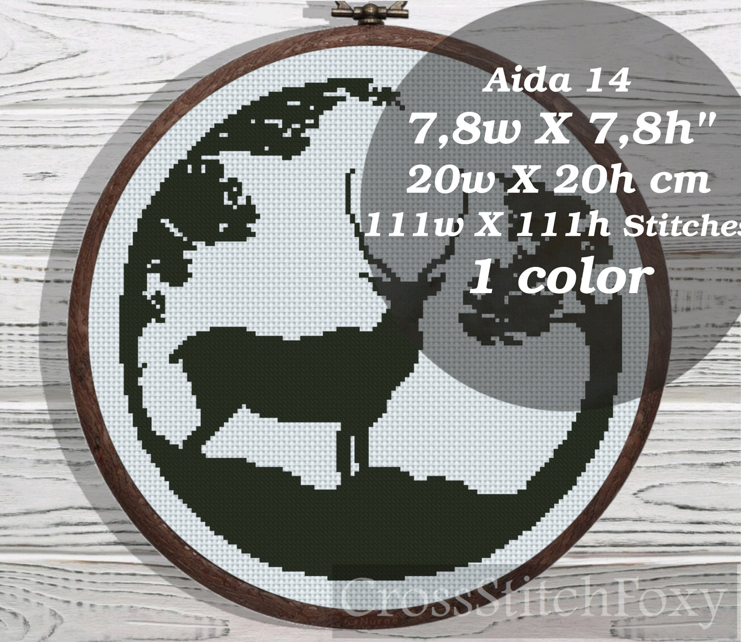 Antelope monochrome cross stitch pattern