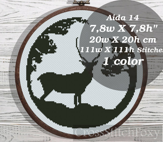 Antelope monochrome cross stitch pattern