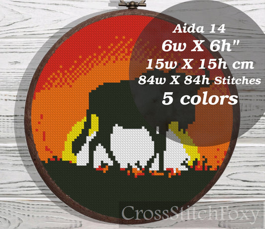 Antelope on sunset cross stitch pattern