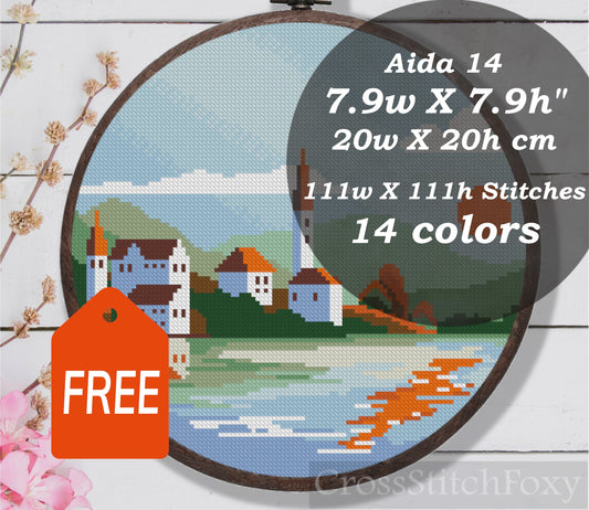 Autumn landscape cross stitch pattern