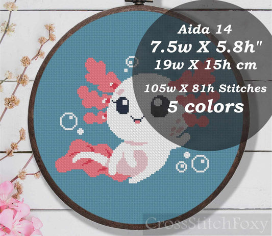 Axolotl cross stitch pattern