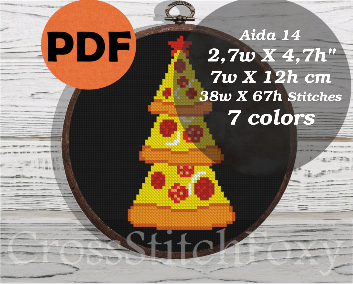 Pizza Christmas Tree cross stitch pattern