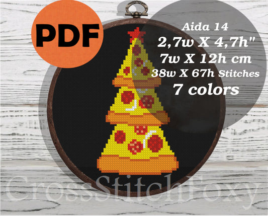 Pizza Christmas Tree cross stitch pattern