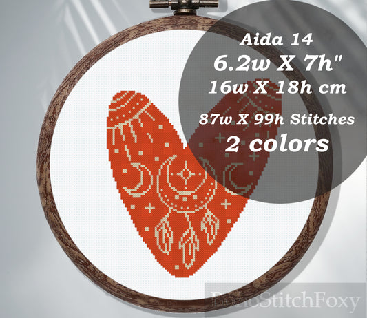 Boho moon heart cross stitch patterns