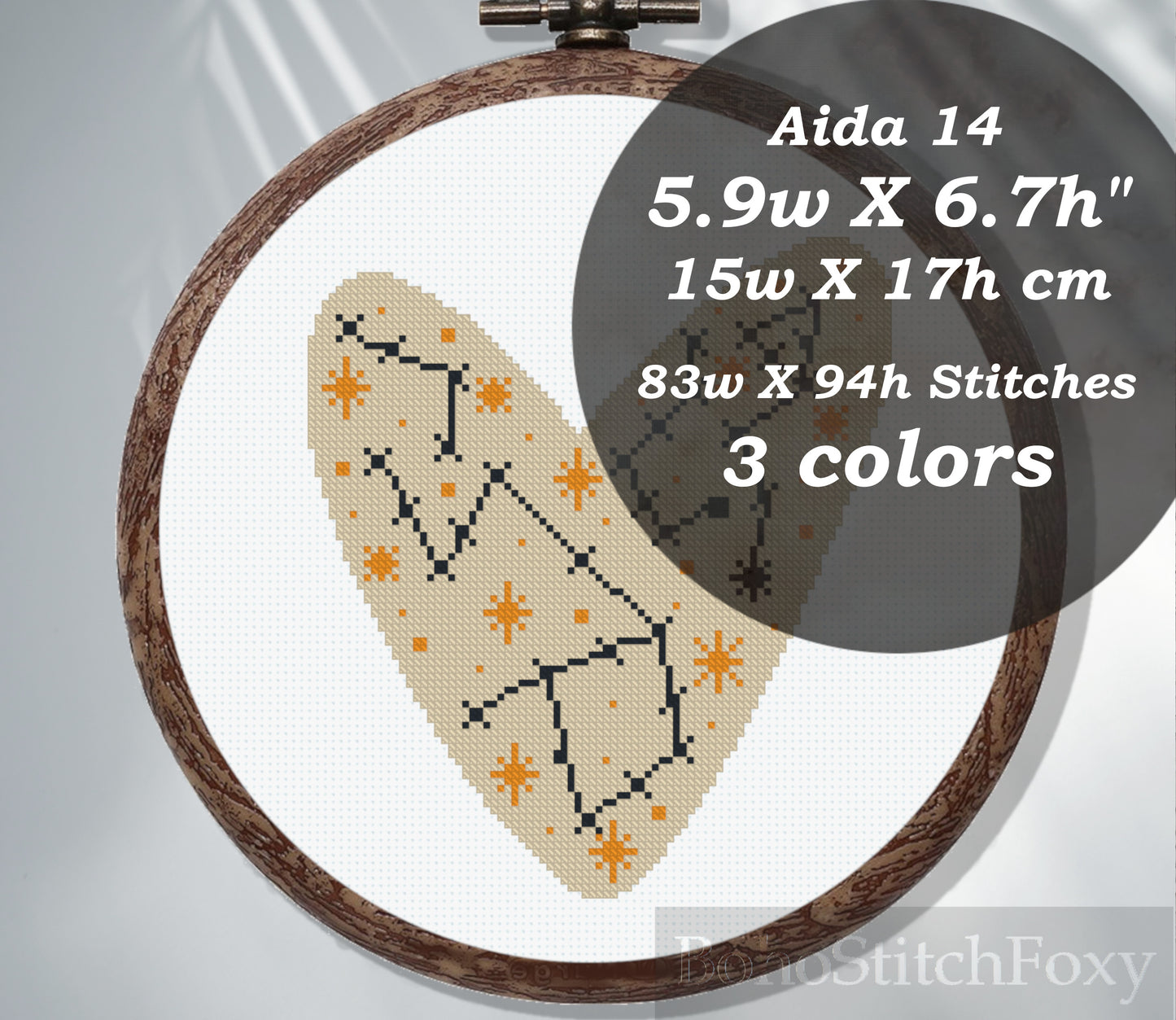 Boho star heart cross stitch patterns