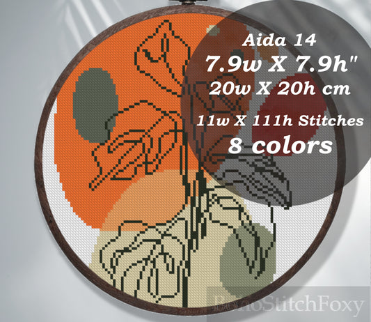 Abstract leaves cross stitch pattern