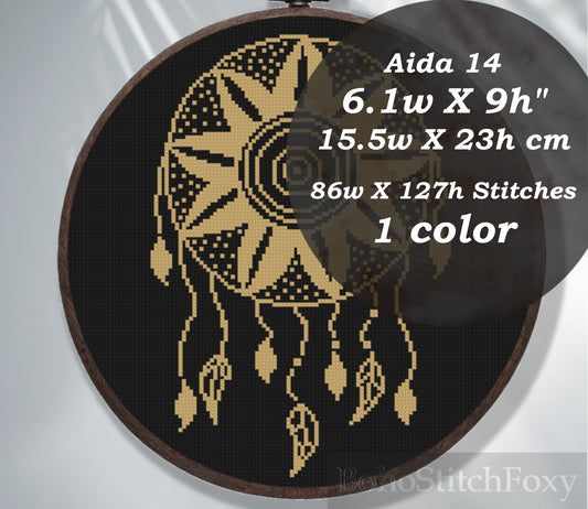 Sunflower Mystical Dreamcatcher Cross Stitch Pattern PDF