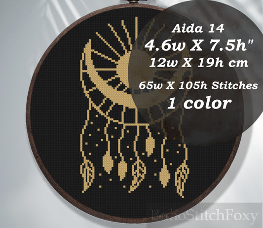 Sun Moon Mystical Dreamcatcher Cross Stitch Pattern PDF