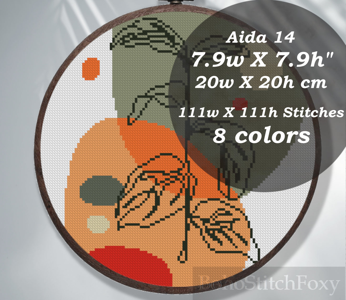 Abstract leaves cross stitch pattern