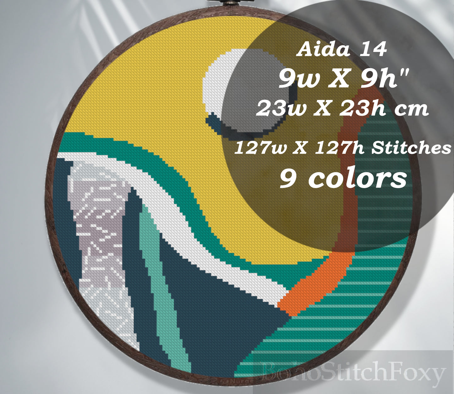 Alien planet landscape cross stitch pattern