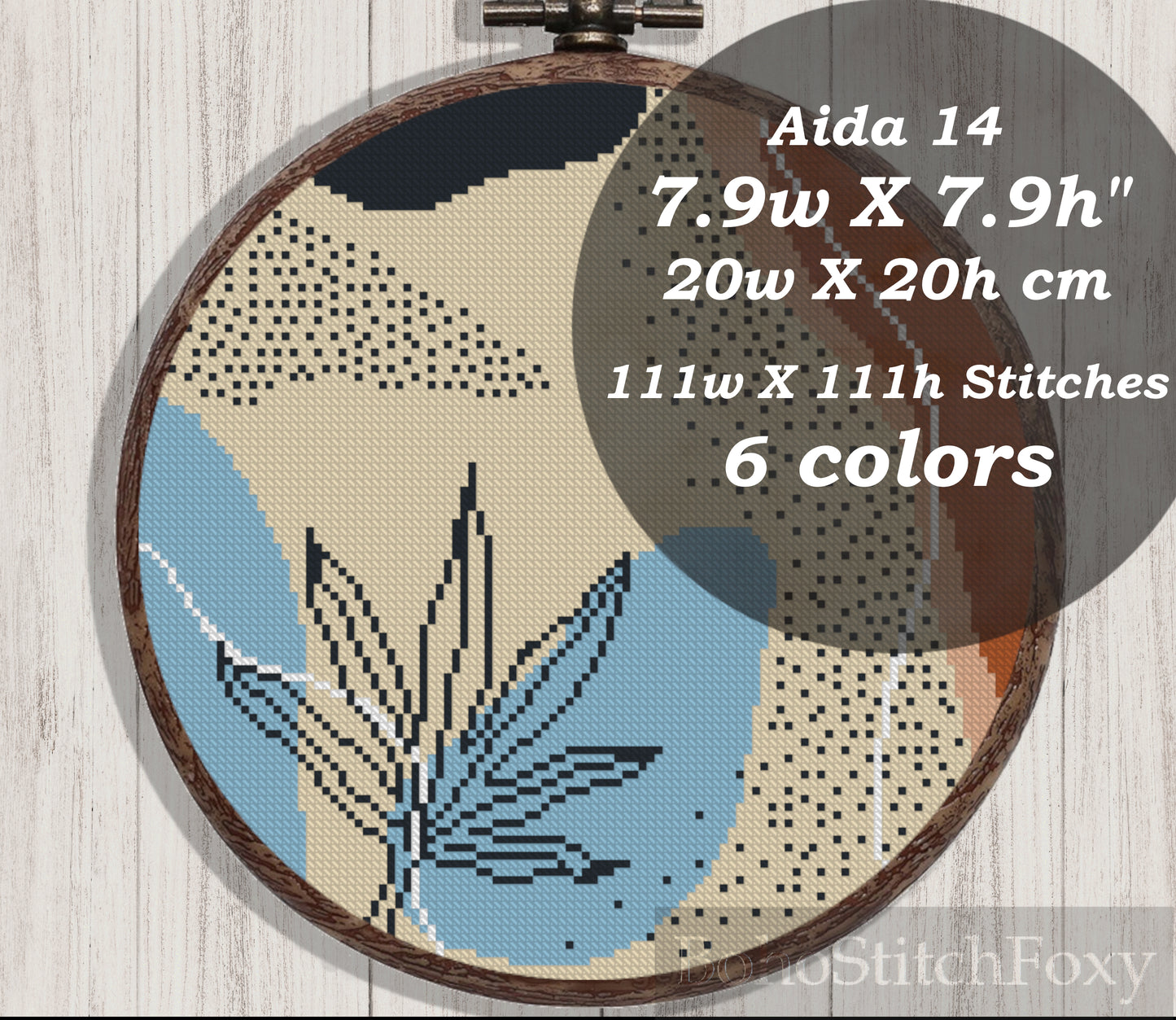Abstract mid century modern boho floral cross stitch pattern