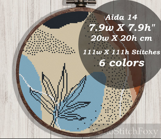 Abstract mid century modern boho floral cross stitch pattern