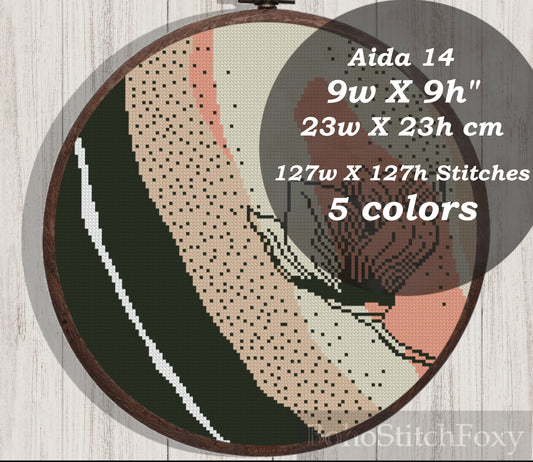 Abstract mid century modern boho floral cross stitch pattern