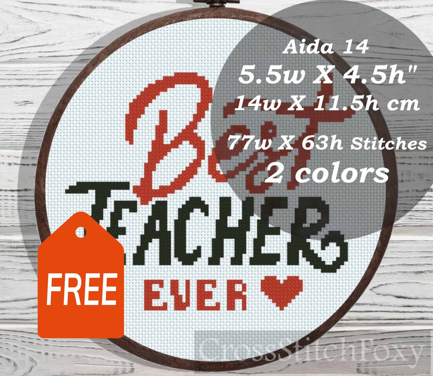 Best Teacher Ever cross stitch pattern
