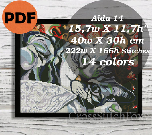 Big Cat cross stitch pattern