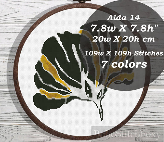 Black and gold flower cross stitch pattern