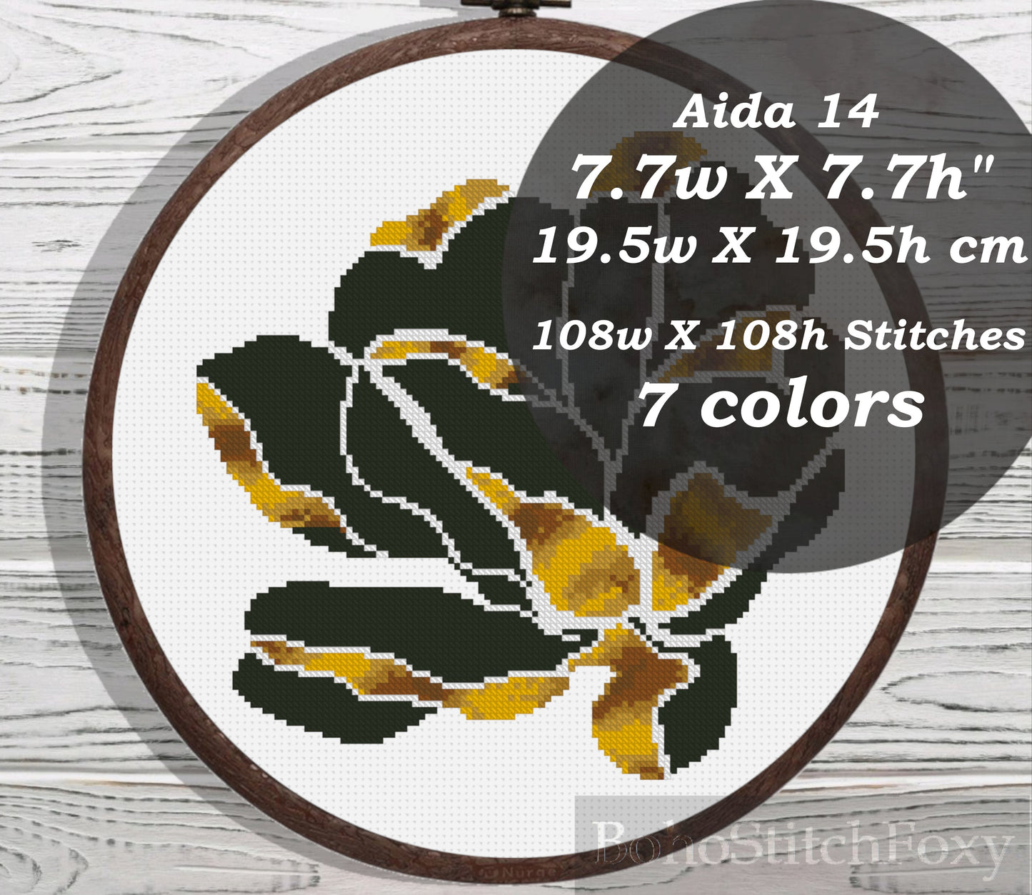 Black and gold flower cross stitch pattern